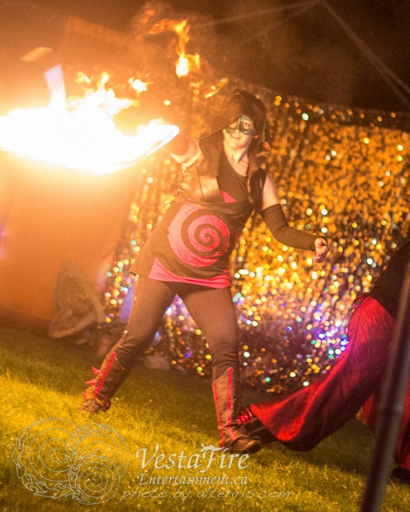 Fire performer with whip in Victoria