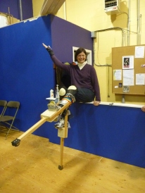 A woman learns to stilt